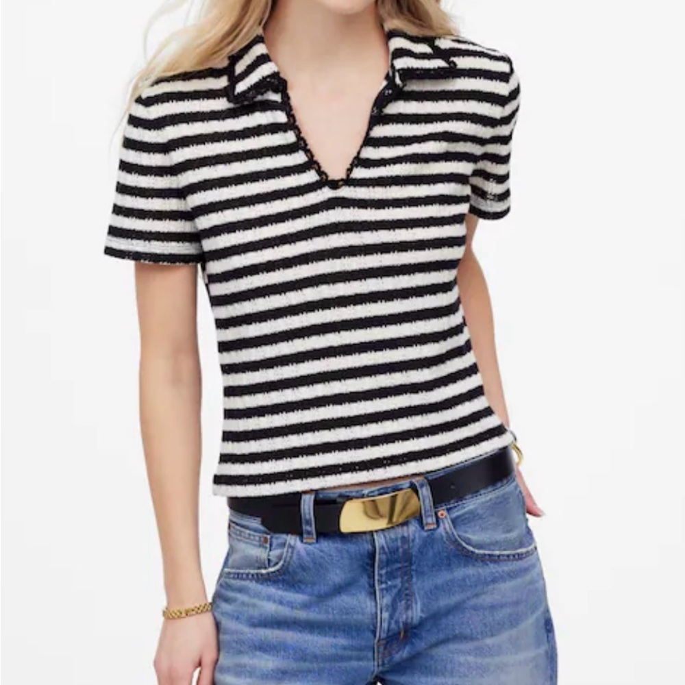Madewell Striped Black and White Women’s Polo